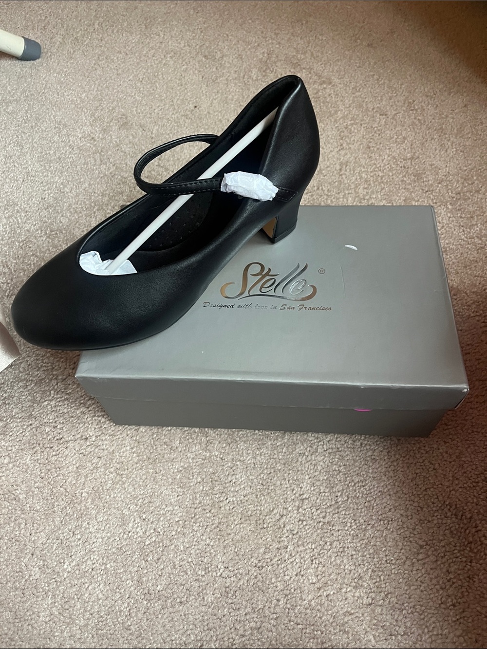 Elle Black Mary Jane Low Block Heel